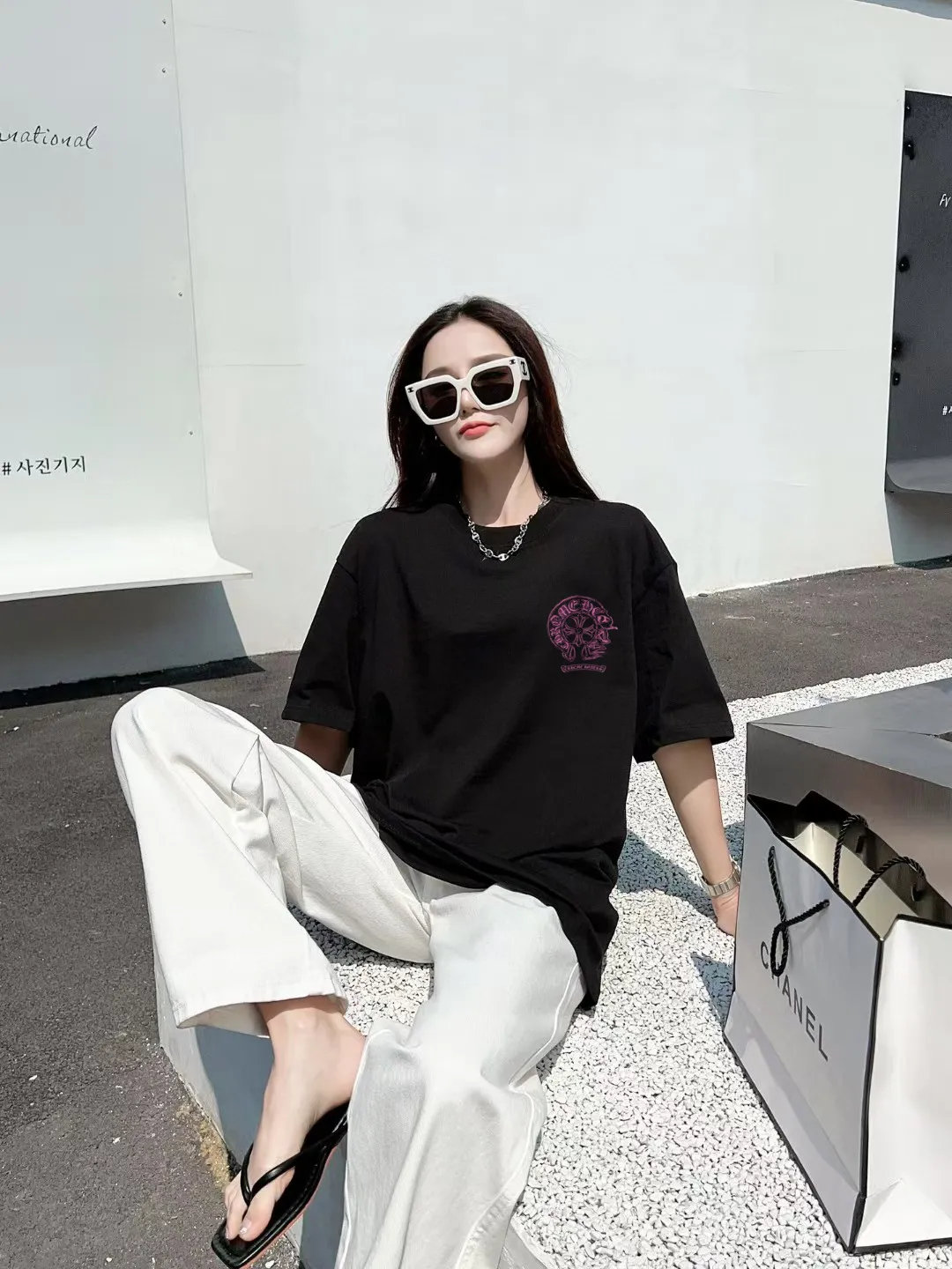 [CH ] 2026FW T LOGO Premium 26s Same Style ：Black White Green Size：S M L XL 2XL